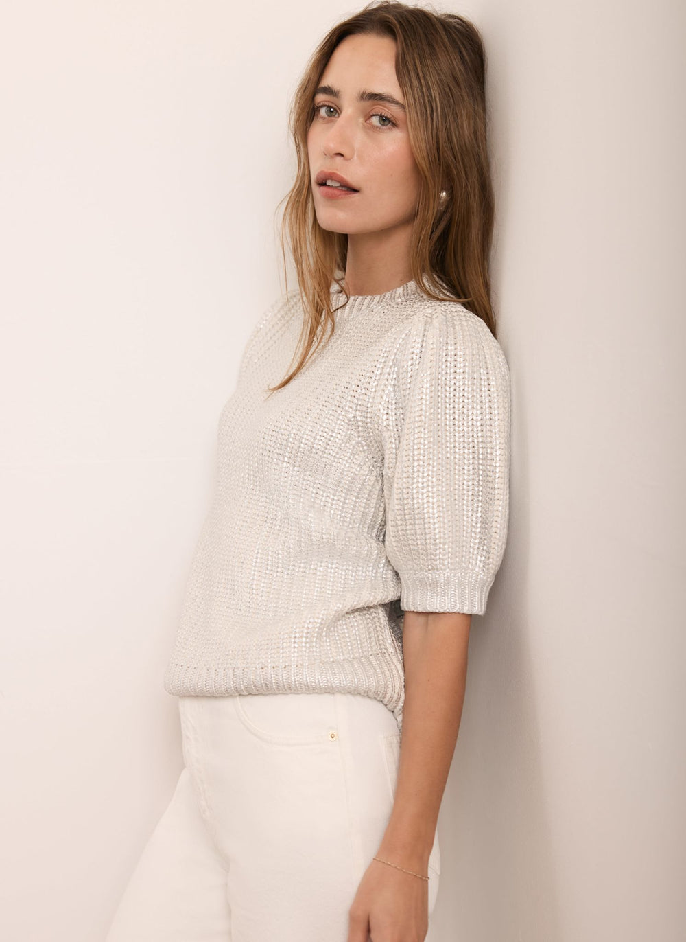 Silver Metallic Cotton Top