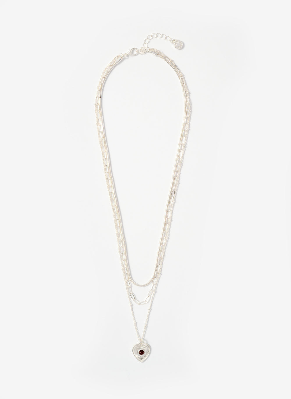 Silver Tone Layered Heart Necklace