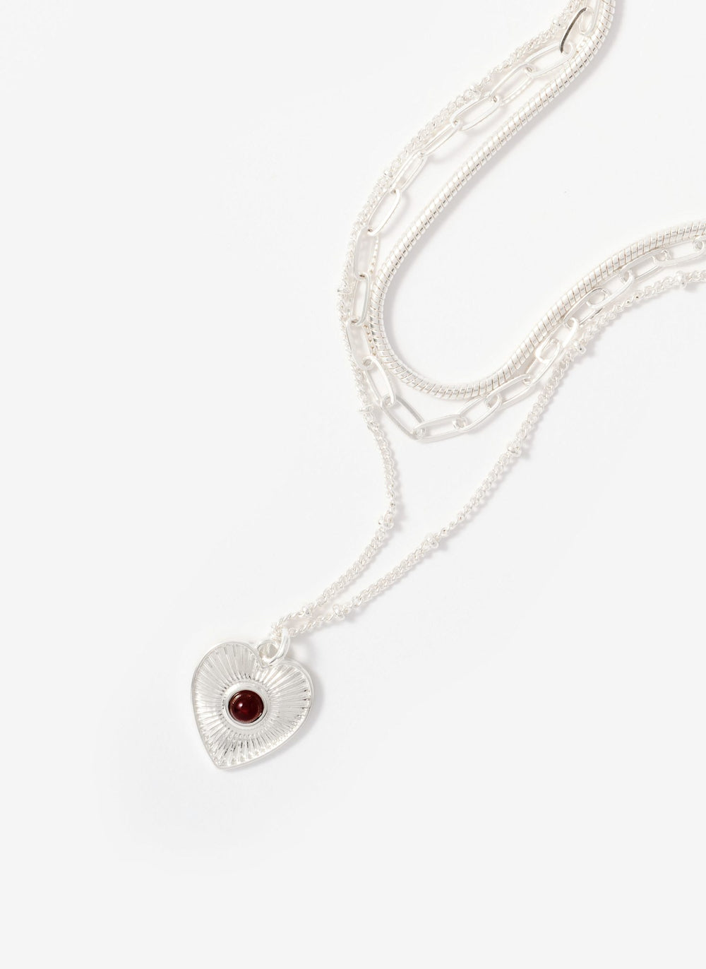 Silver Tone Layered Heart Necklace