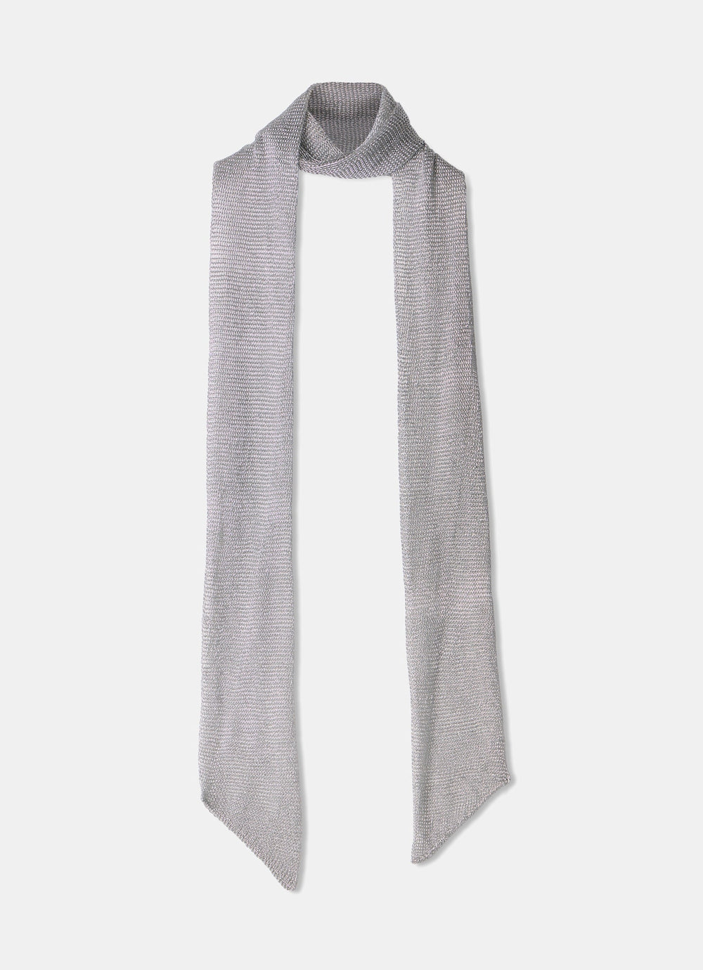 Silver Metallic Skinny Knit Scarf