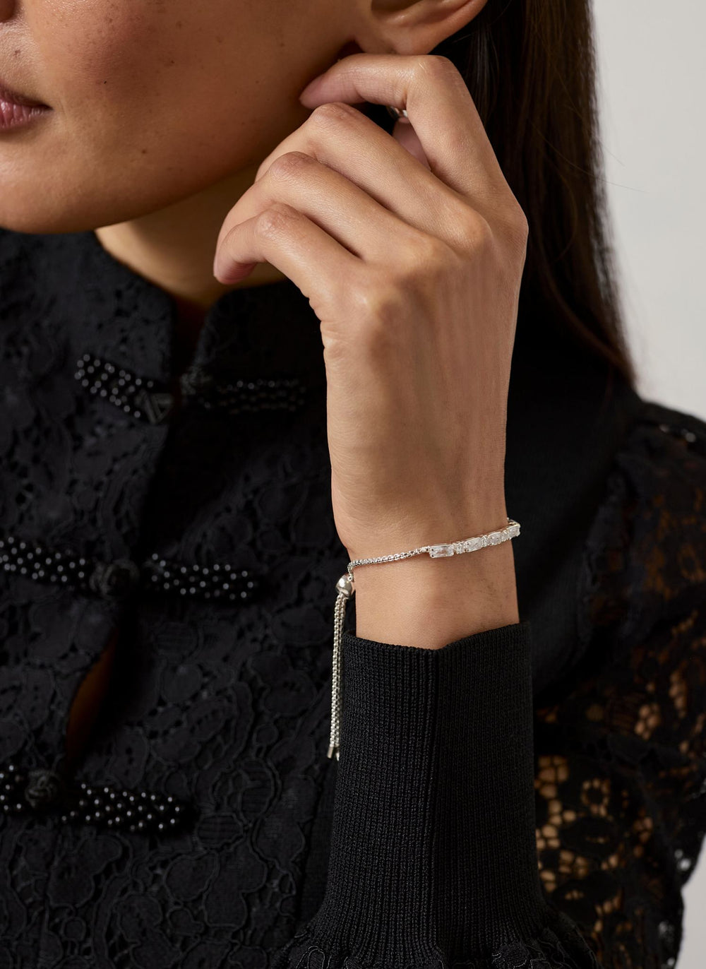 Silver Plated Pave Tennis Bracelet