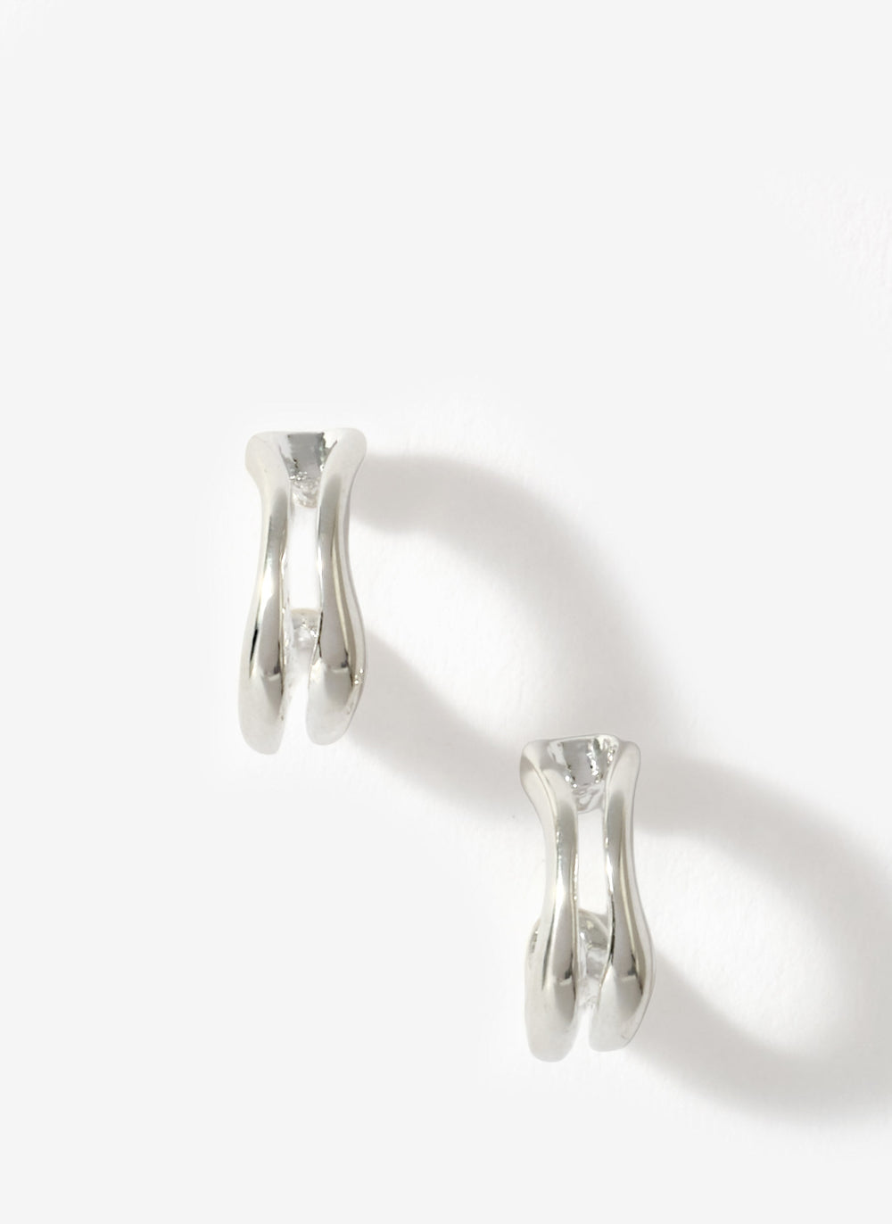 Silver Plated Double Wave Hoop Earrings
