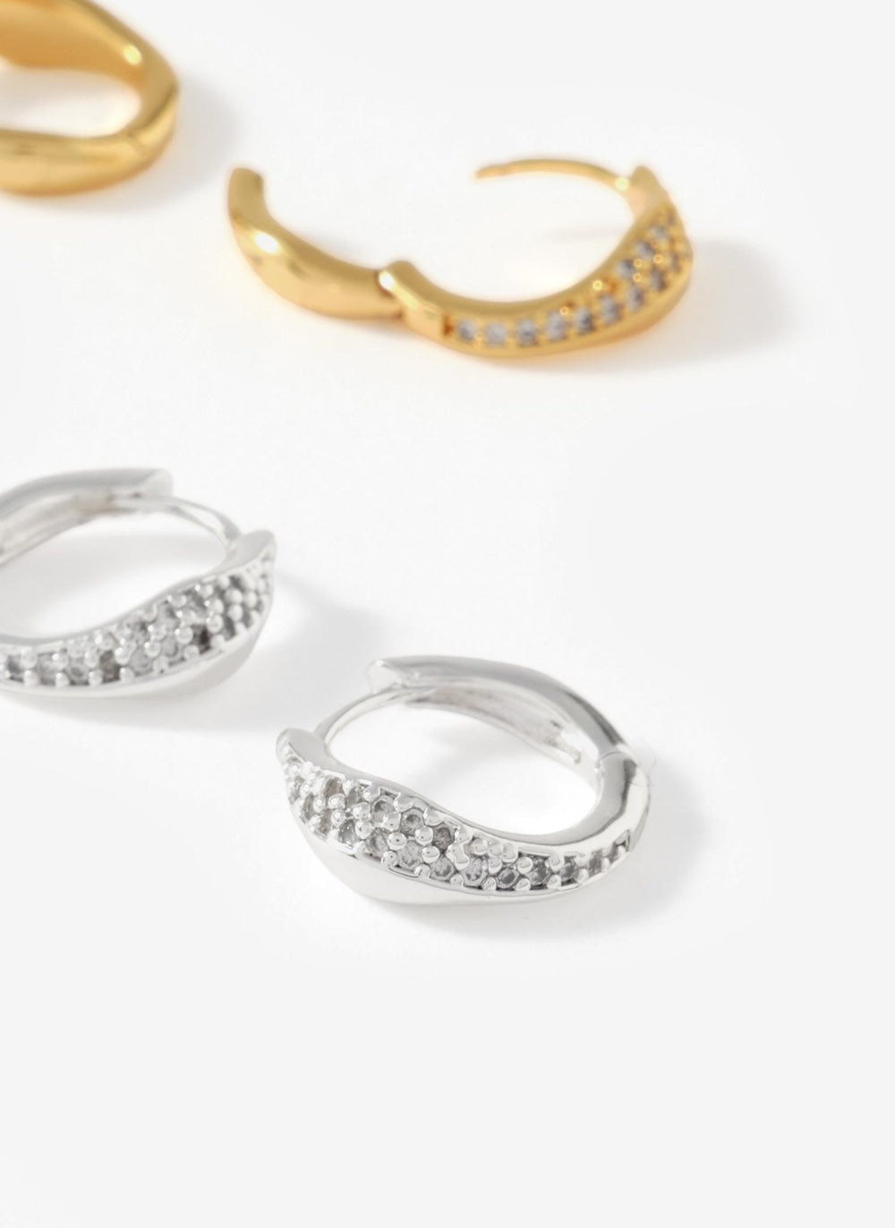 Silver Plated Pave Hoops