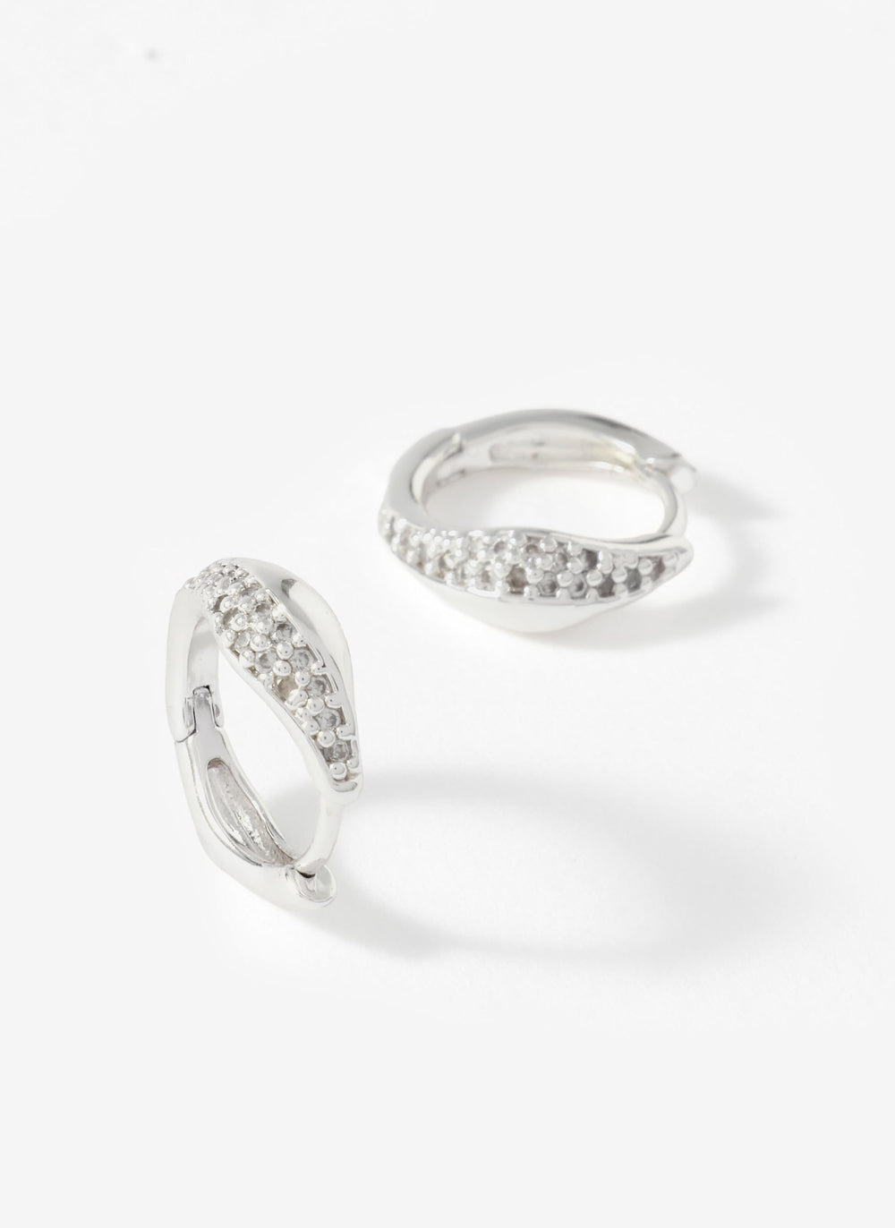Silver Plated Pave Hoops