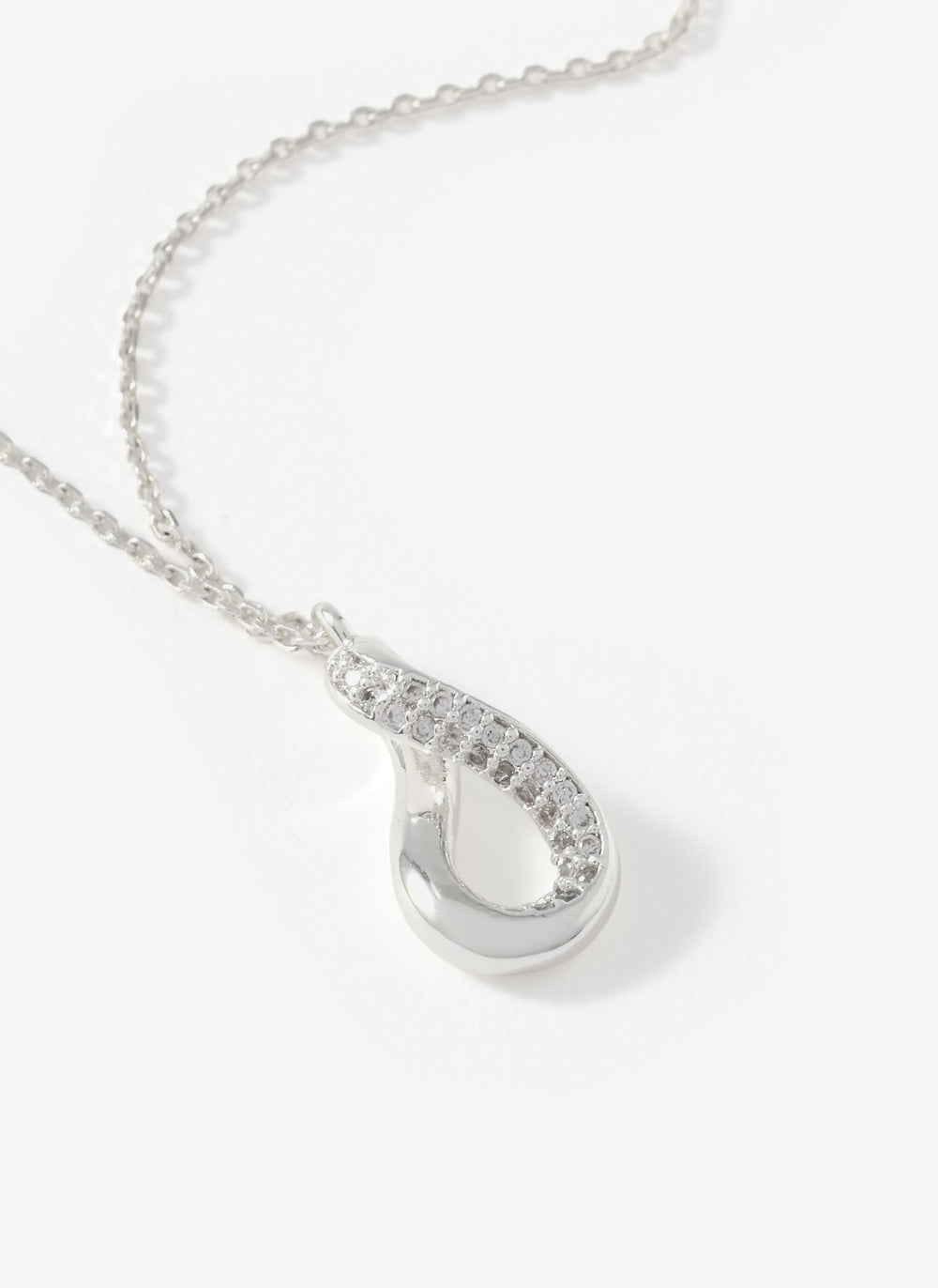 Silver Plated Pave Wave Necklace