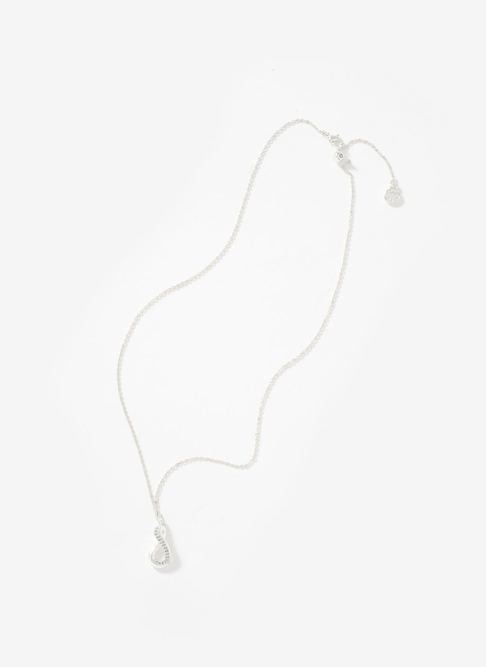 Silver Plated Pave Wave Necklace