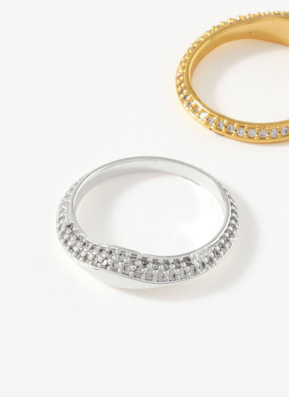 Silver Plated Pave Wave Ring