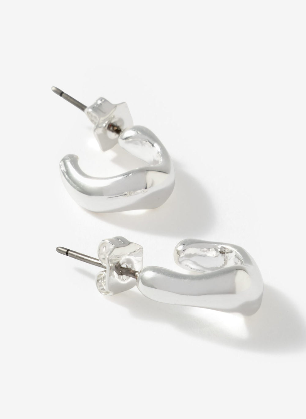 Silver Plated Wave Mini Hoops