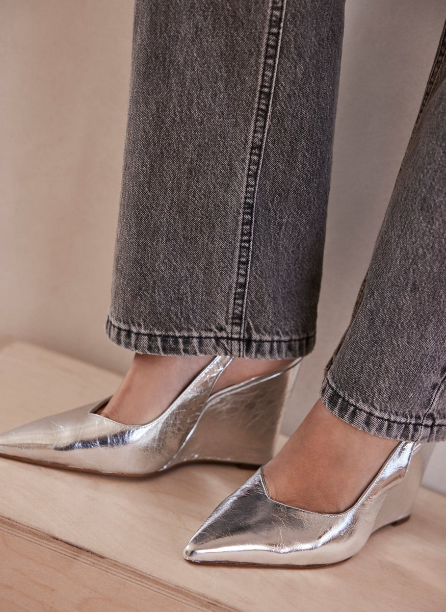 Silver Pointed Wedge Heels – Mint Velvet
