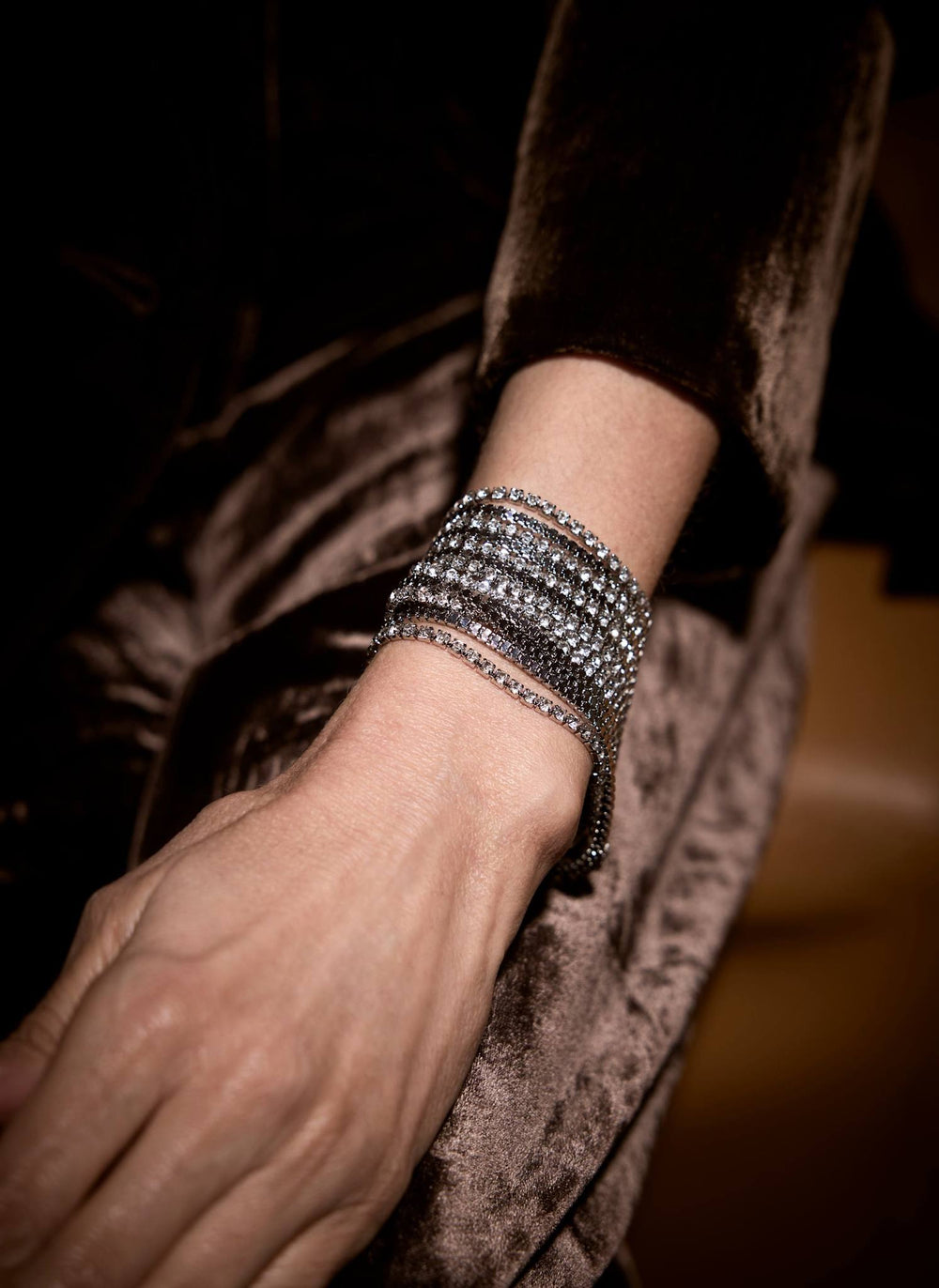 Silver Tone Chain Crystal Bracelet