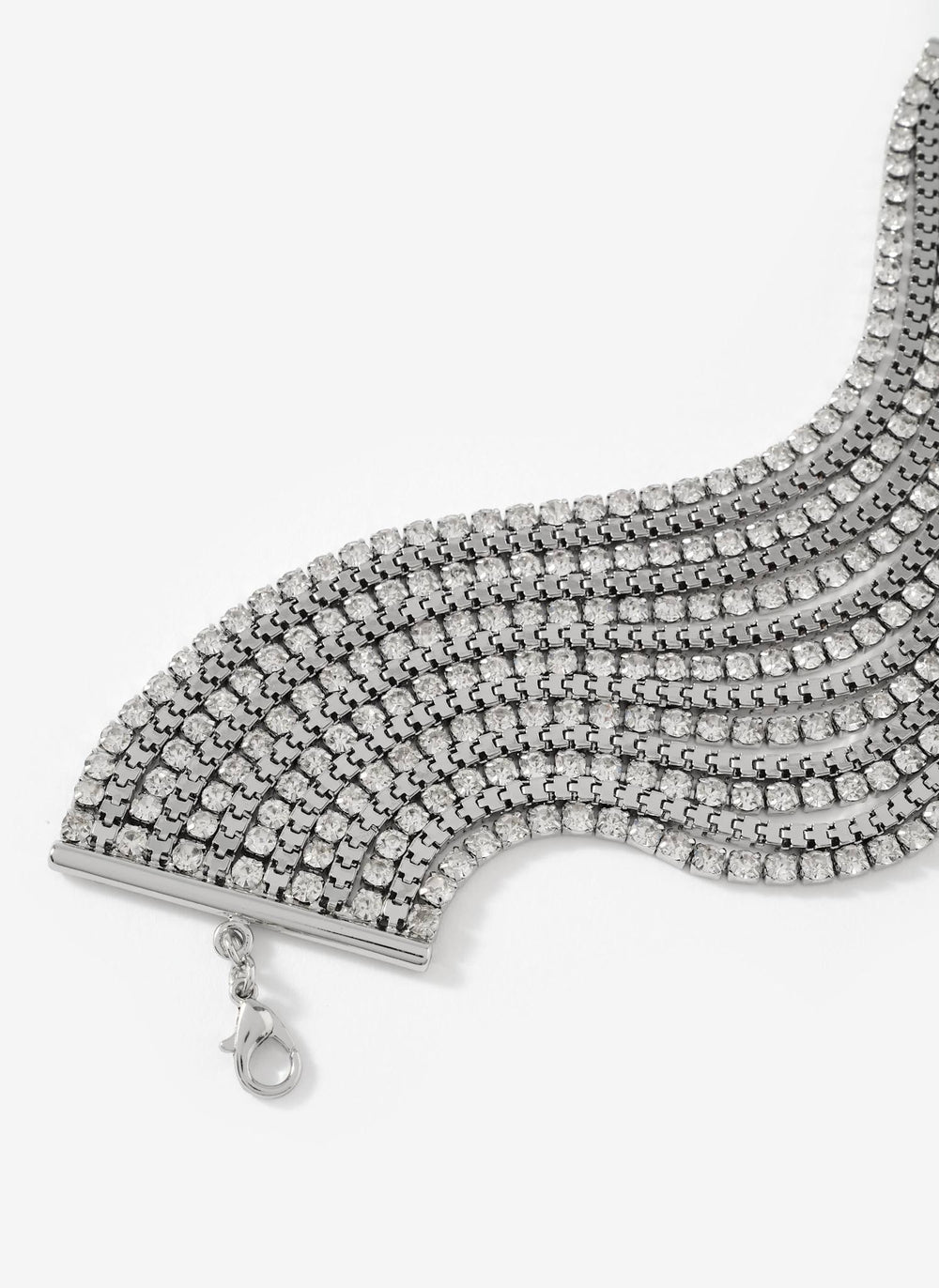 Silver Tone Chain Crystal Bracelet