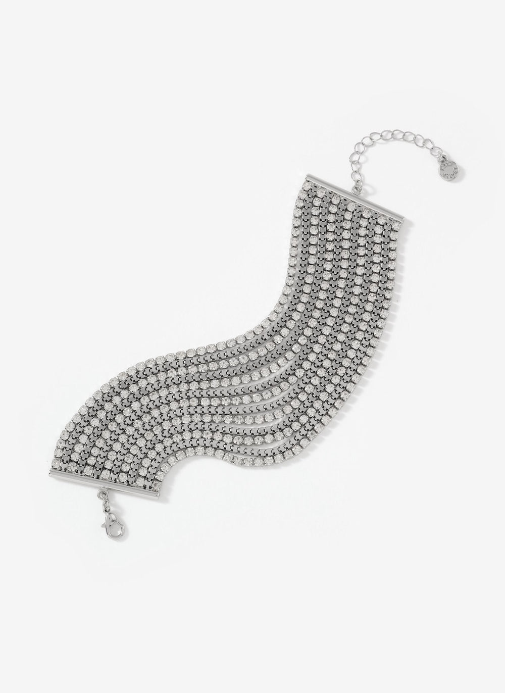 Silver Tone Chain Crystal Bracelet