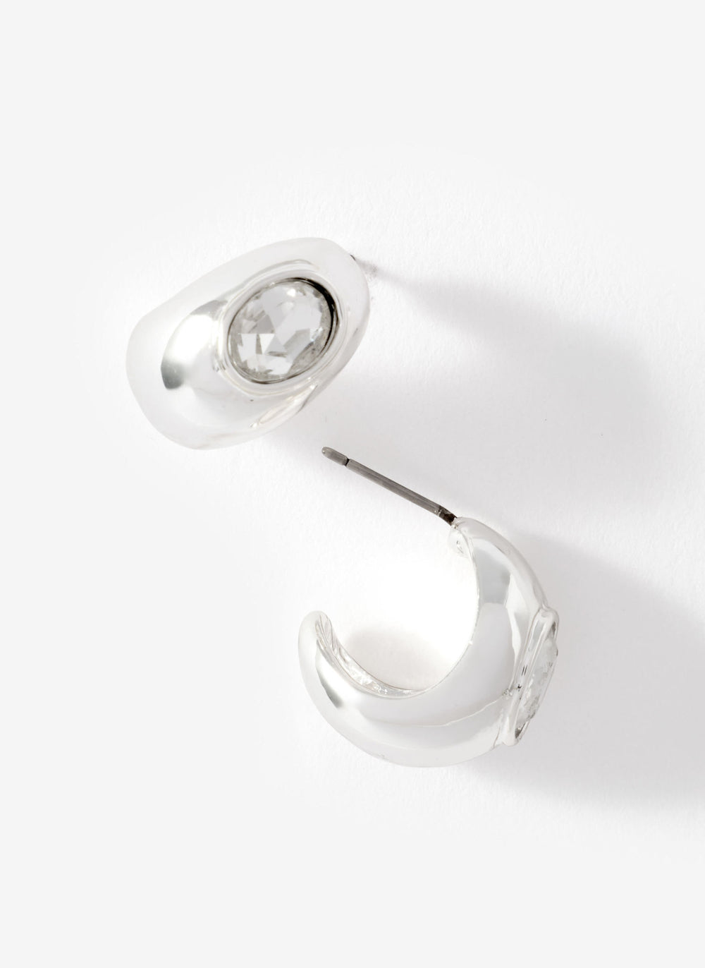 Silver Tone Crystal Mix Hoop Earrings