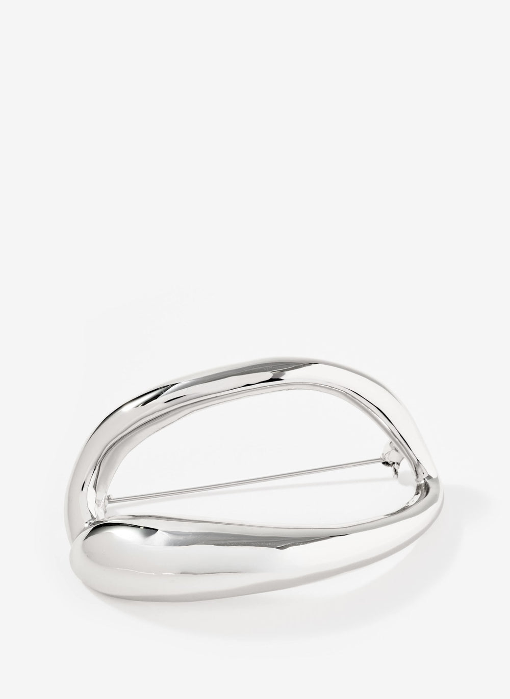 Silver Tone Open Curved Brooch