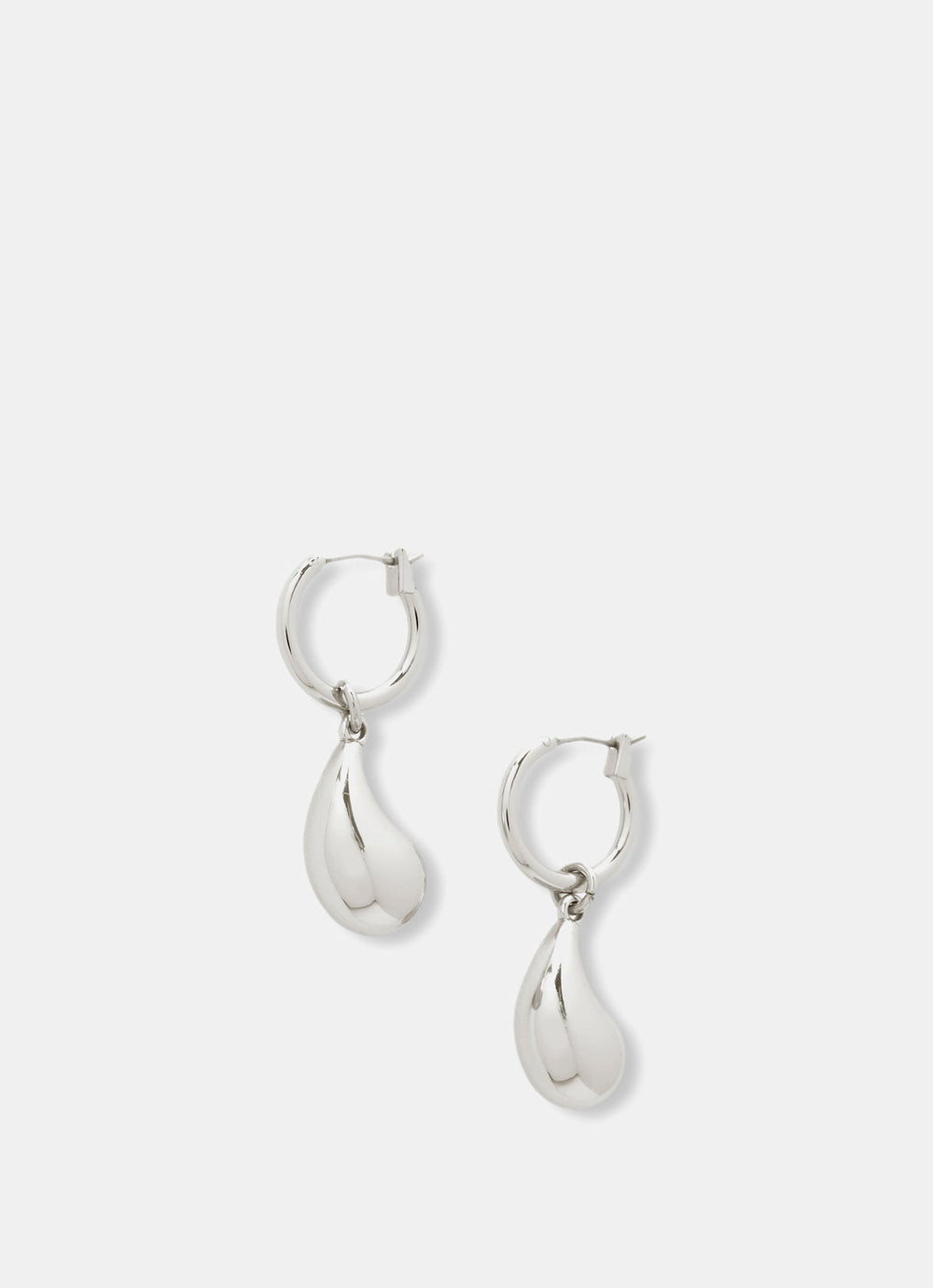 Silver Tone Drop Hoop Earrings