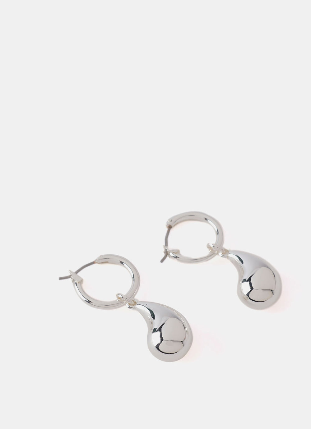 Silver Tone Drop Hoop Earrings
