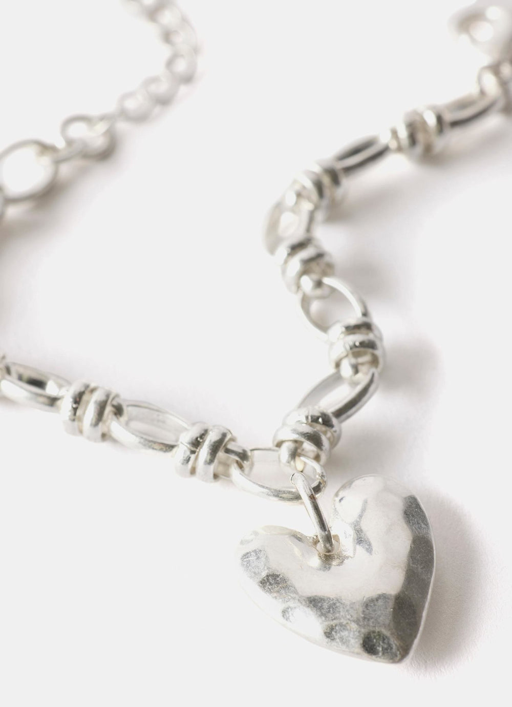 Silver Tone Heart Charm Bracelet