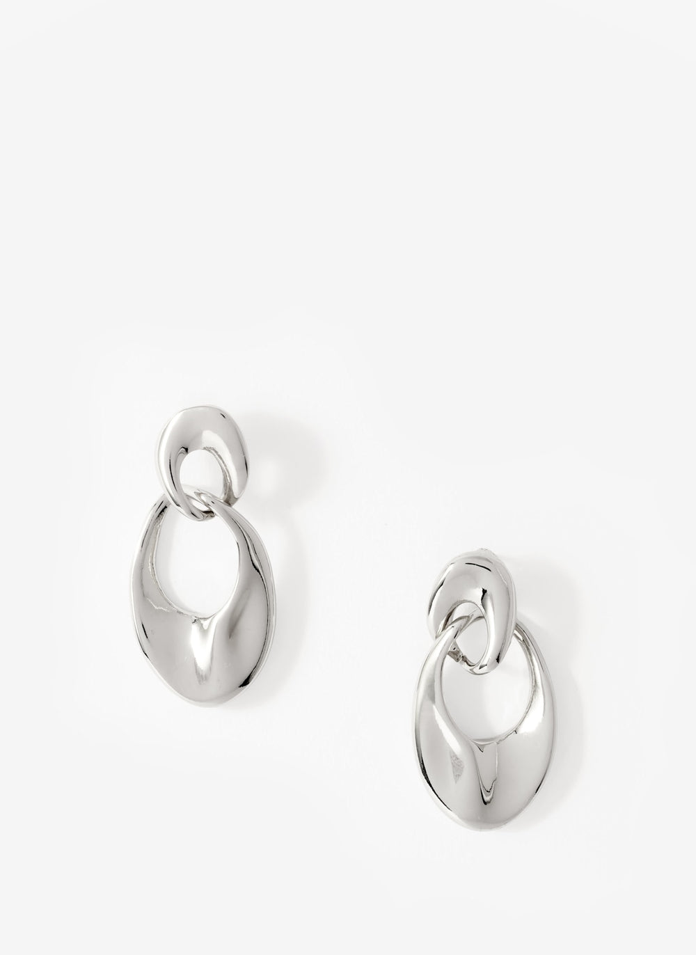 Silver Tone Hoop Link Earrings