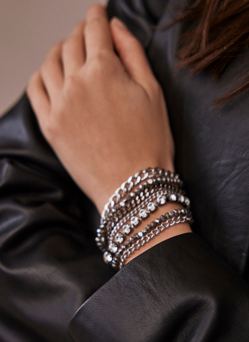 Silver Tone Layered Bracelet Mint Velvet