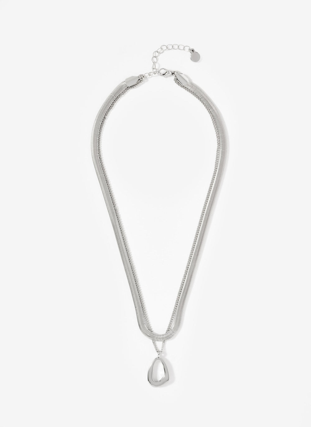 Silver Tone Sculpted Layer Necklace