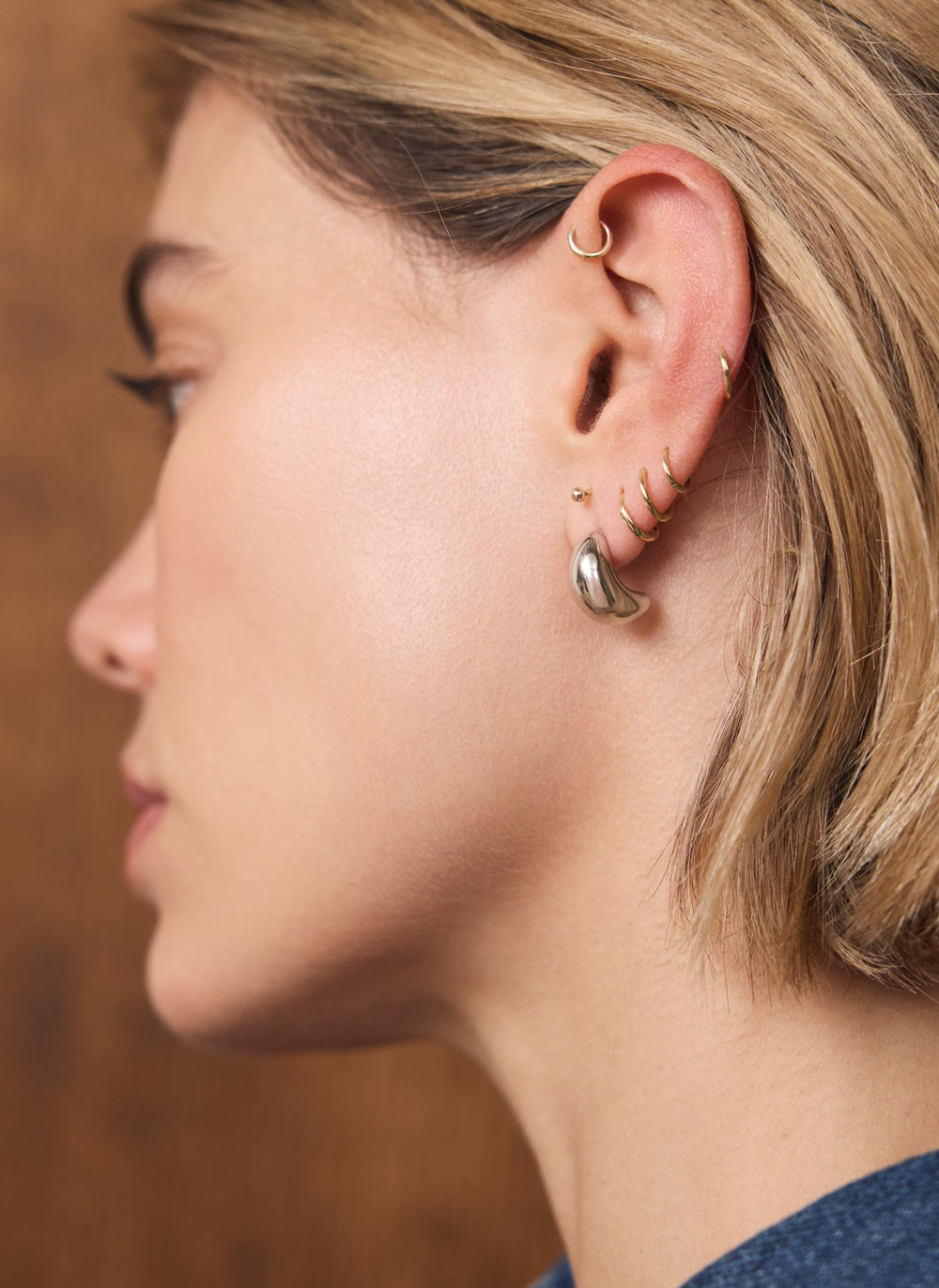 Silver Tone Mini Curve Earrings