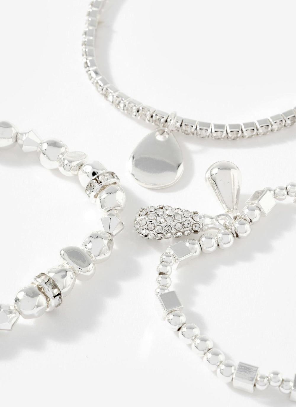 Silver Tone Mixed Bracelet Set