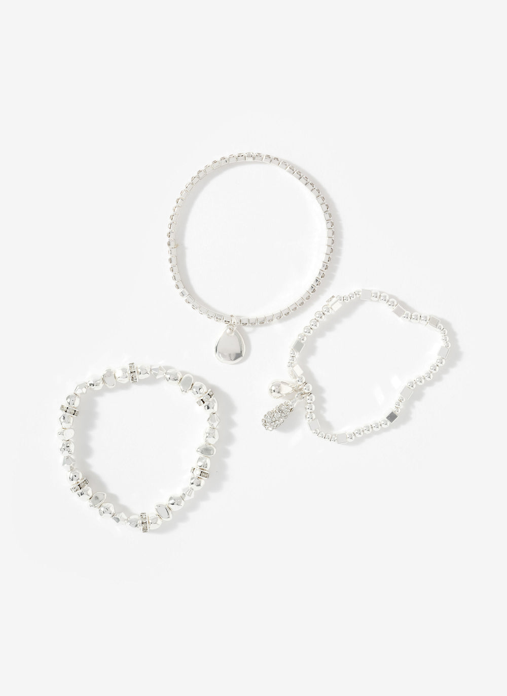 Silver Tone Mixed Bracelet Set