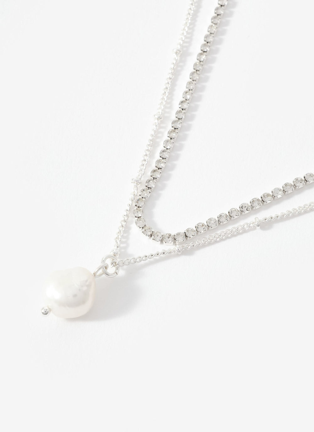 Silver Tone Double Chain Necklace