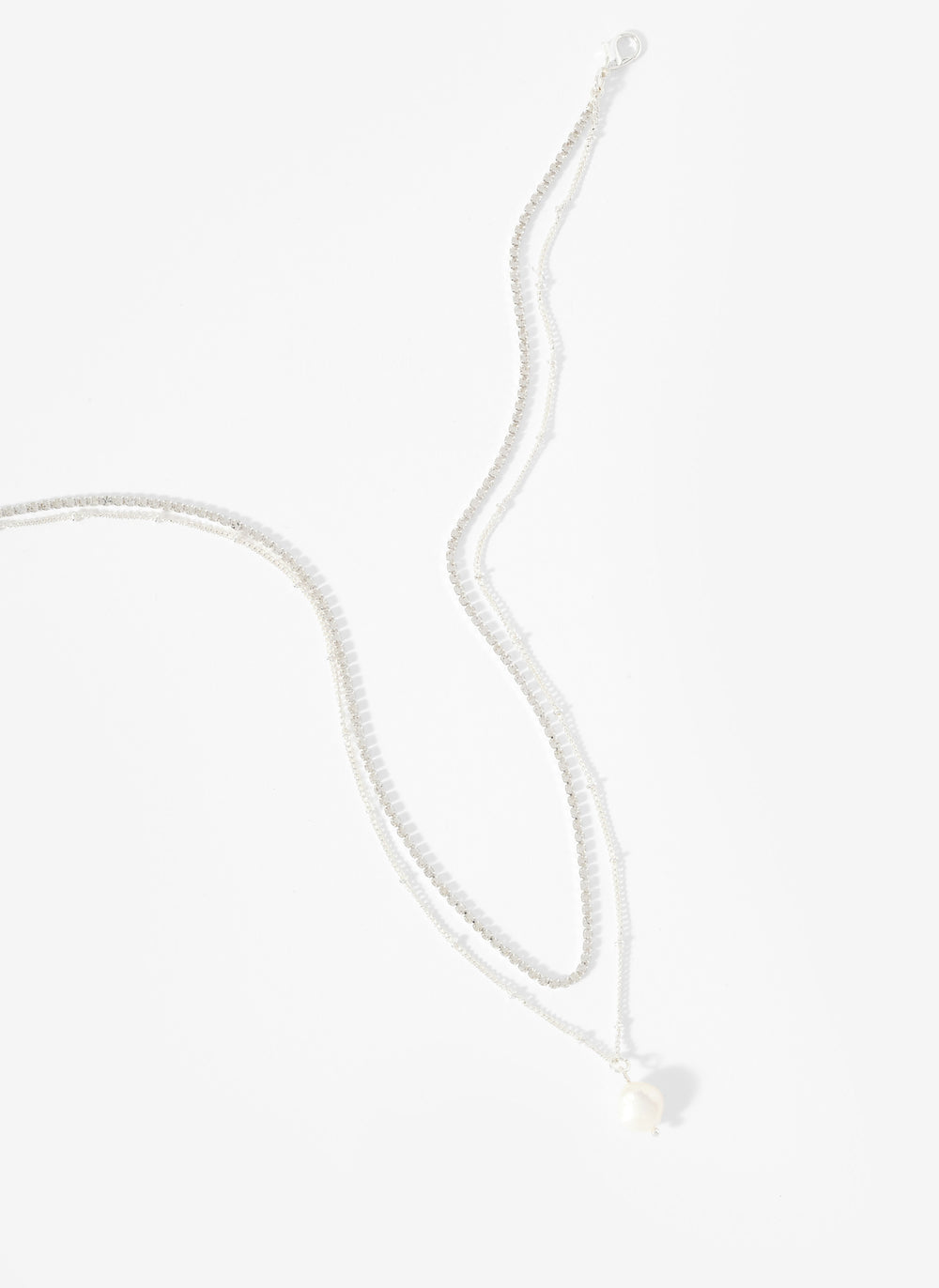 Silver Tone Double Chain Necklace