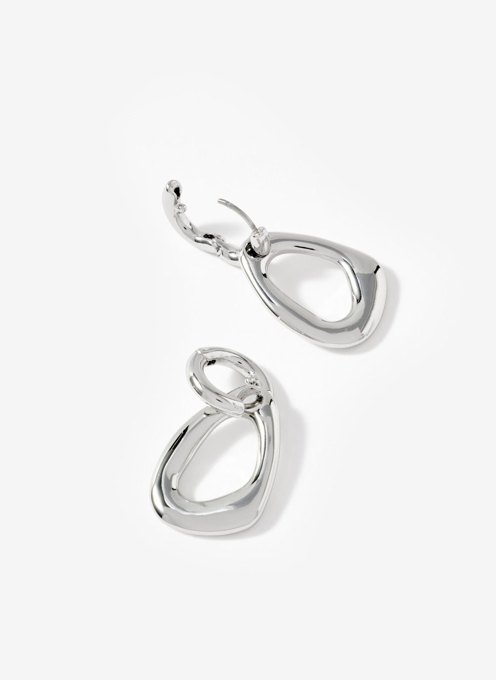 Silver Tone Sculpted Drop Earrings
