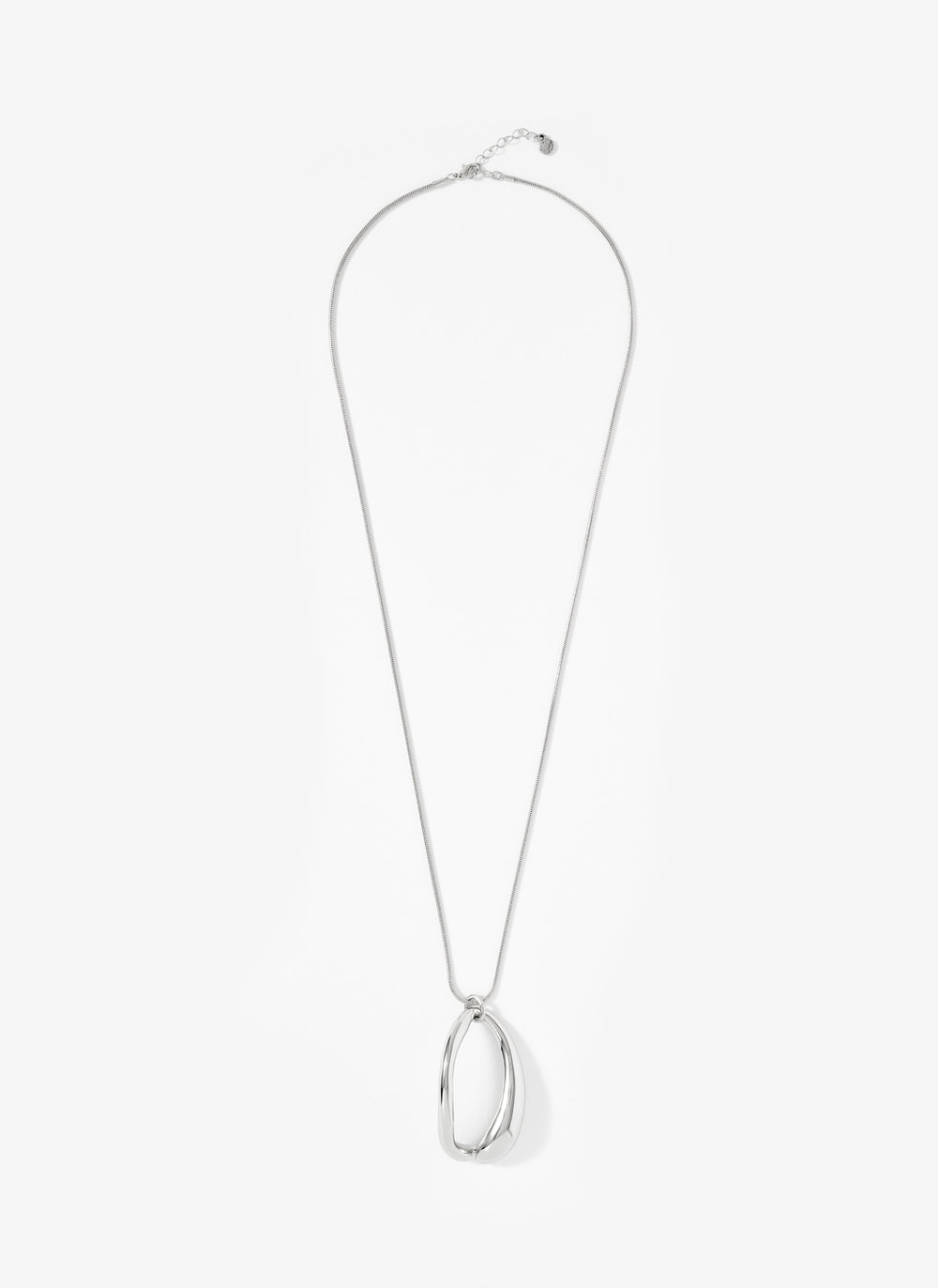 Silver Tone Sculpted Long Pendant