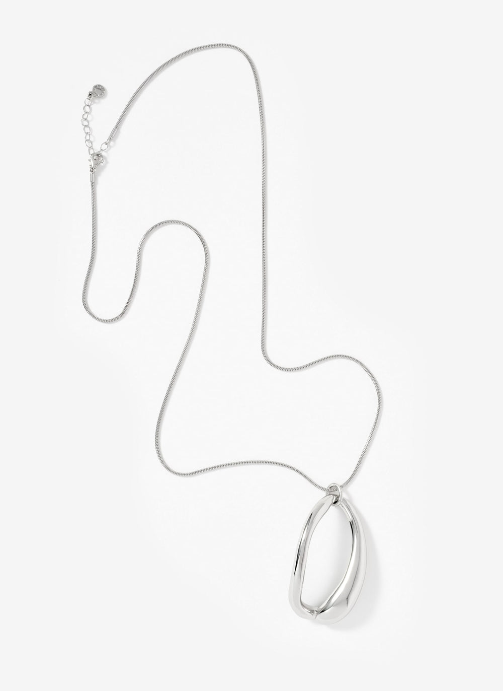 Silver Tone Sculpted Long Pendant