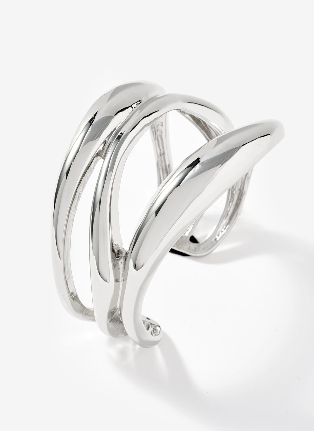 Silver Tone Sculpted Open Wave Bangle
