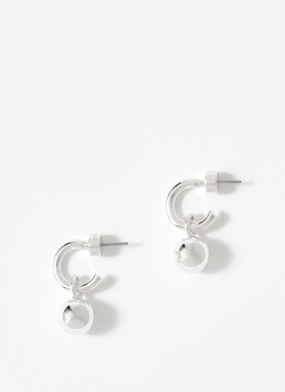 Silver Tone Sphere Hoop Earrings