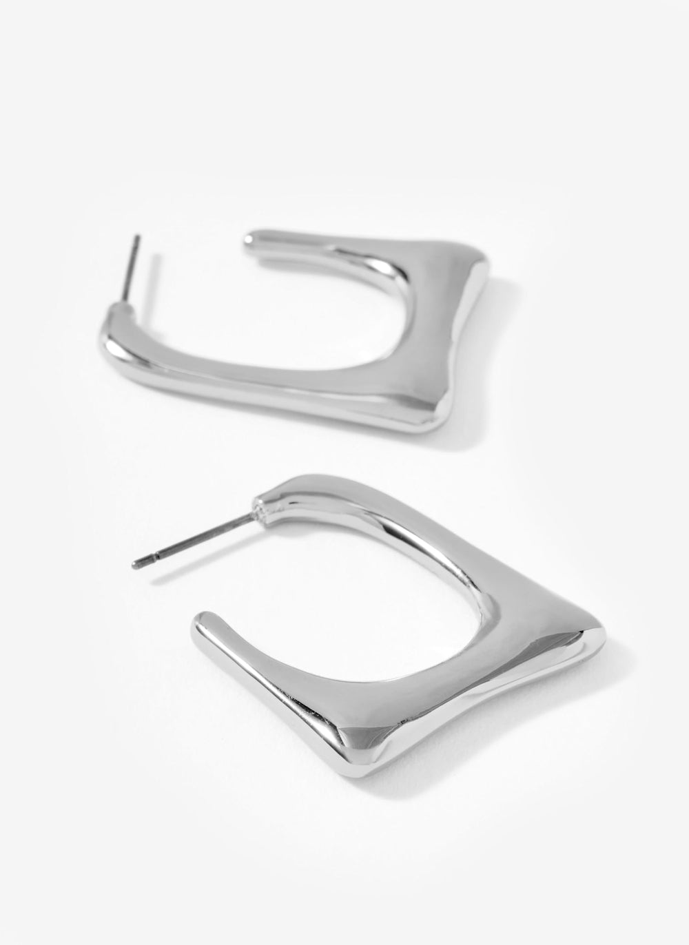 Silver Tone Square Hoop Earrings