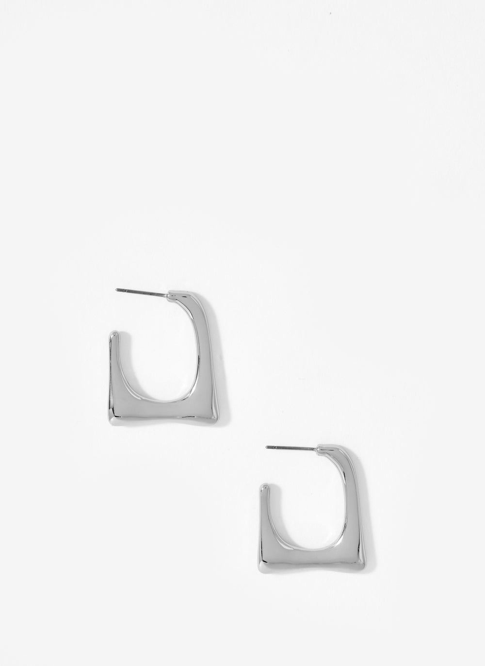 Silver Tone Square Hoop Earrings