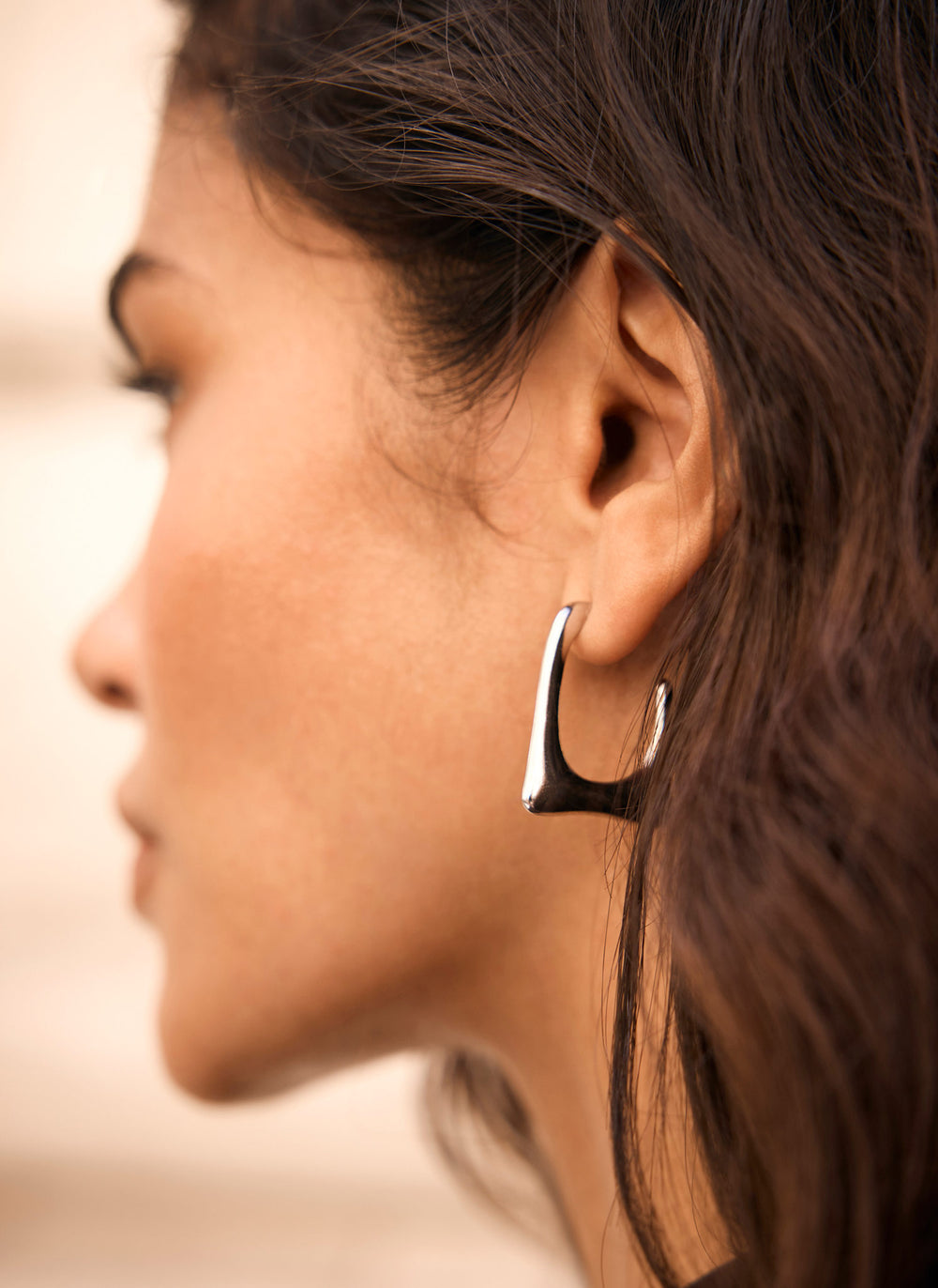 Silver Tone Square Hoop Earrings