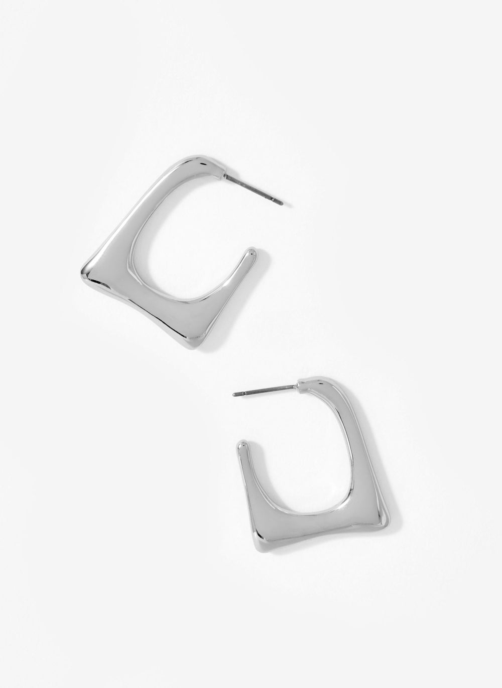 Silver Tone Square Hoop Earrings