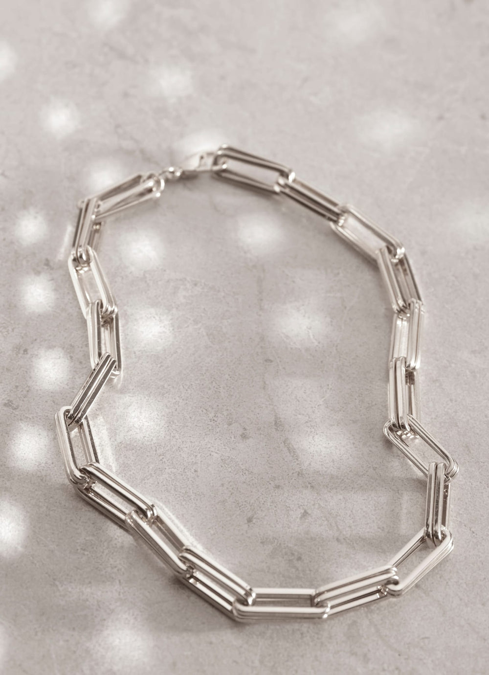 Silver Tone Square Link Necklace