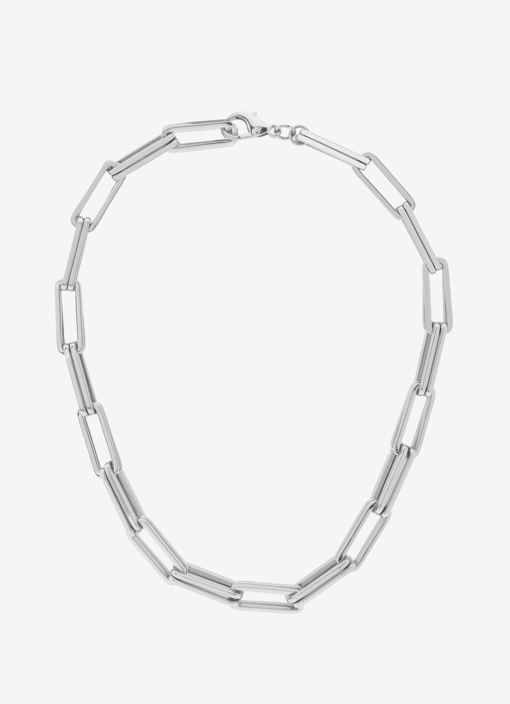 Silver Tone Square Link Necklace