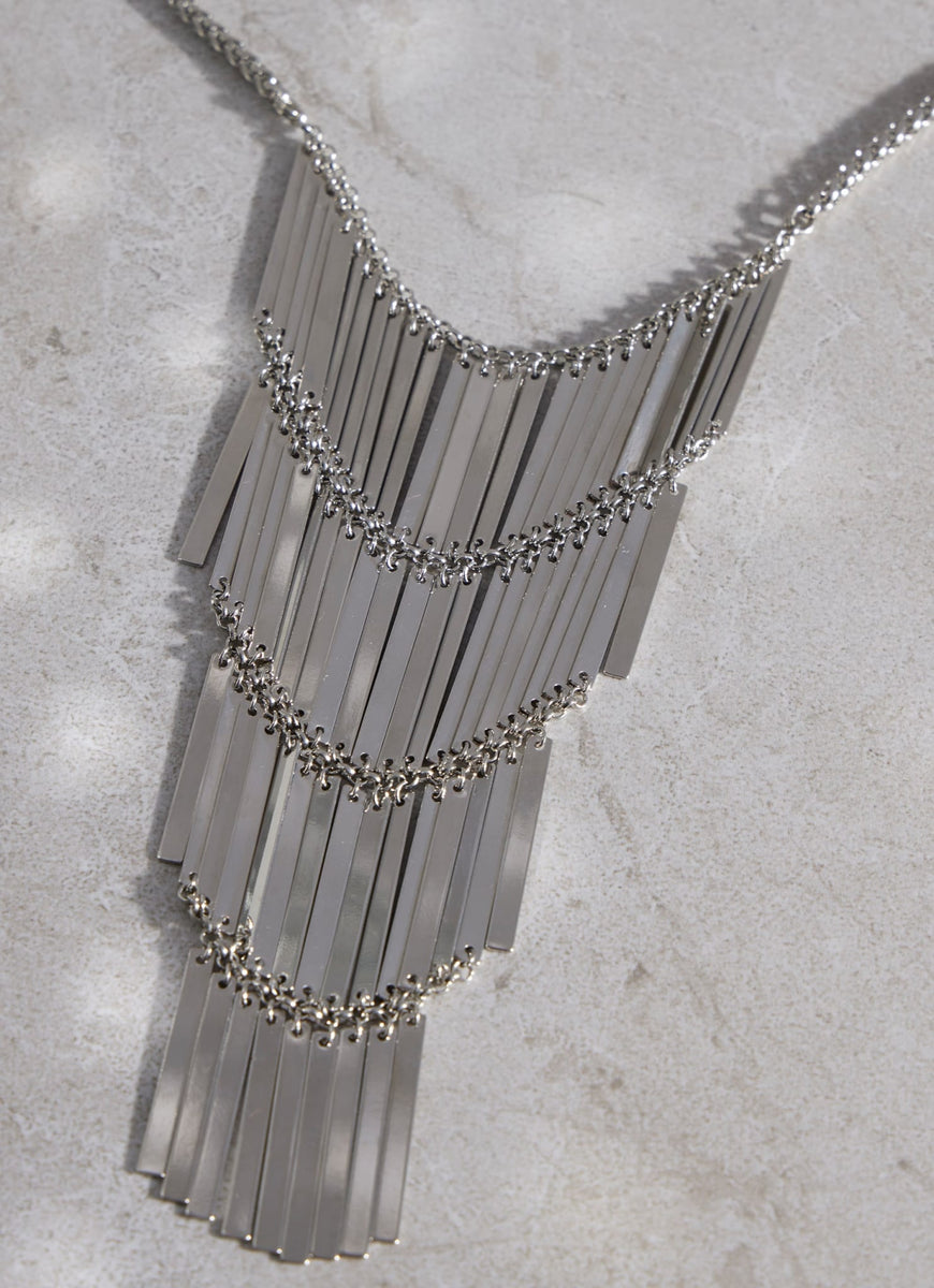 Silver Tone Stacked Necklace Mint Velvet