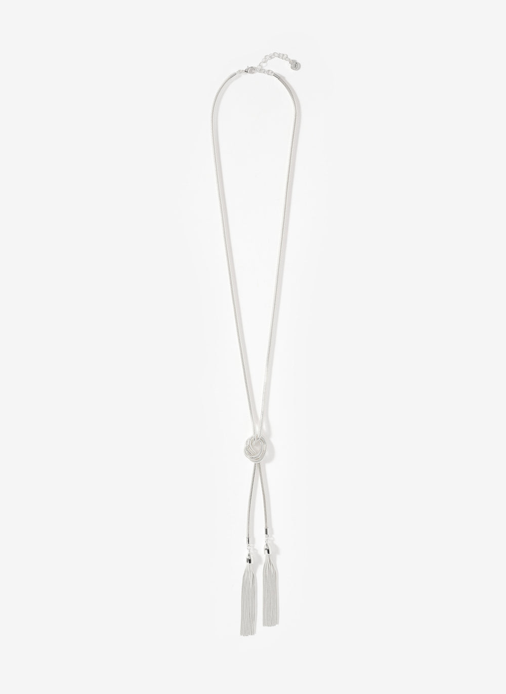 Silver Tone Double Tassel Necklace
