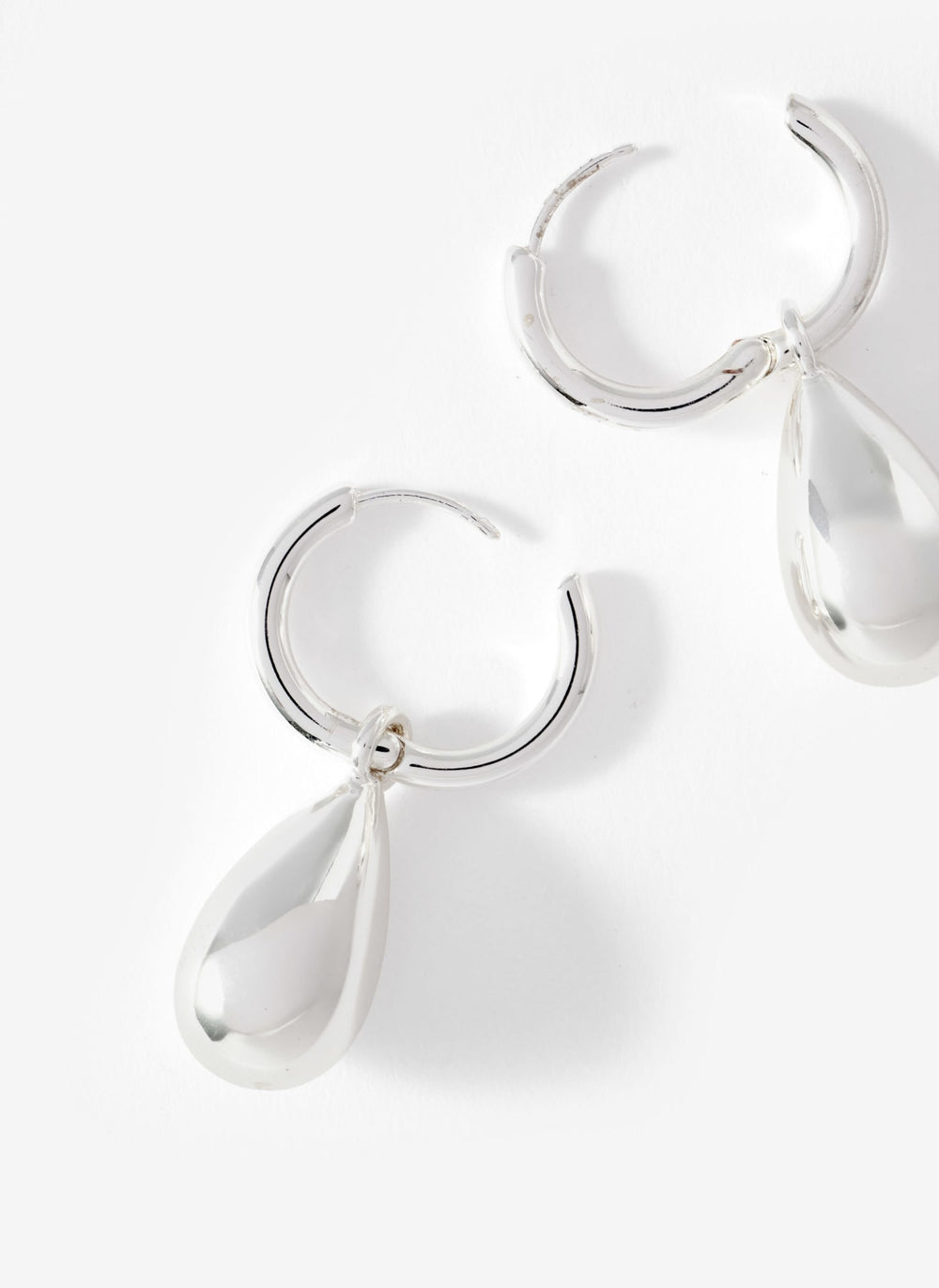 Silver Tone Teardrop Hoop Earrings