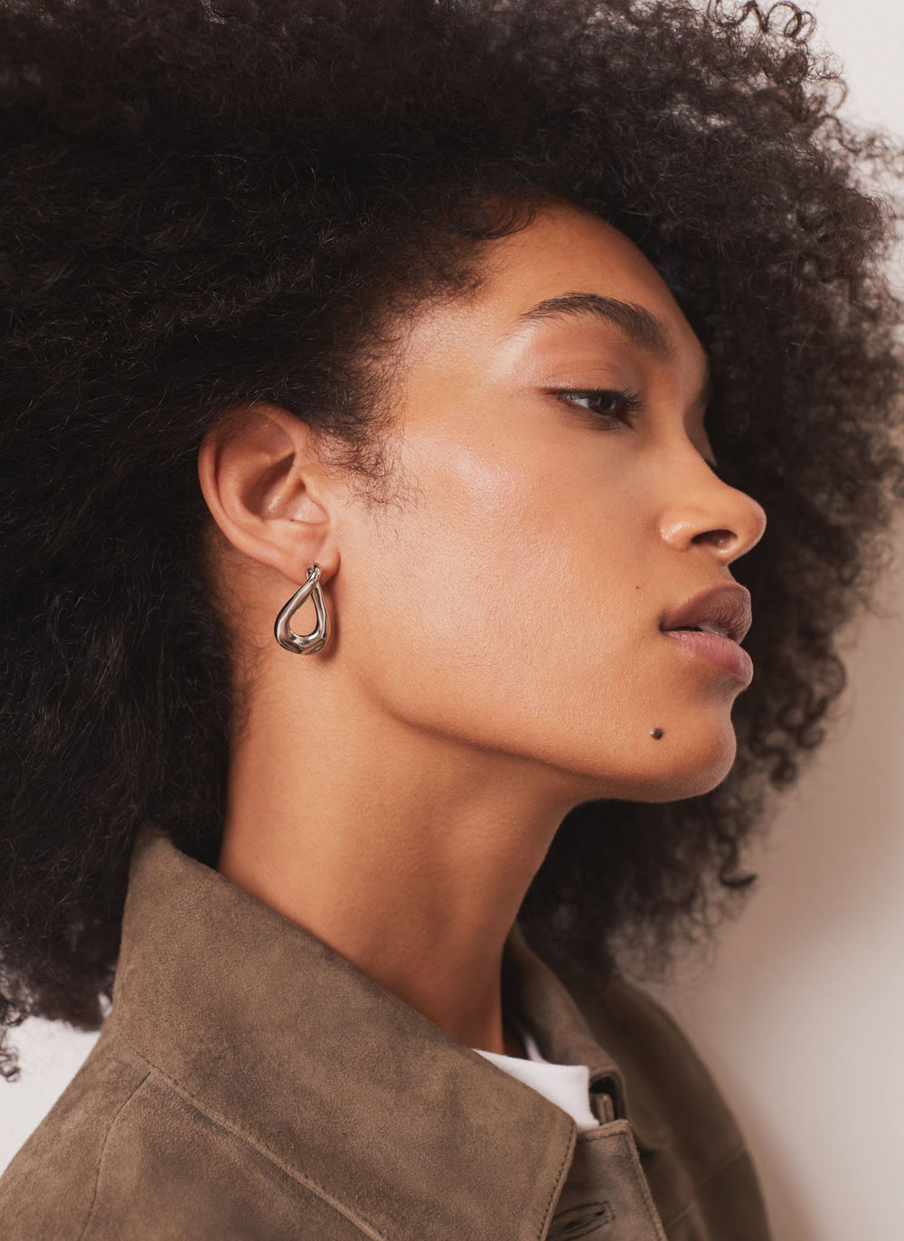 Silver Tone Sculpted Wave Earrings