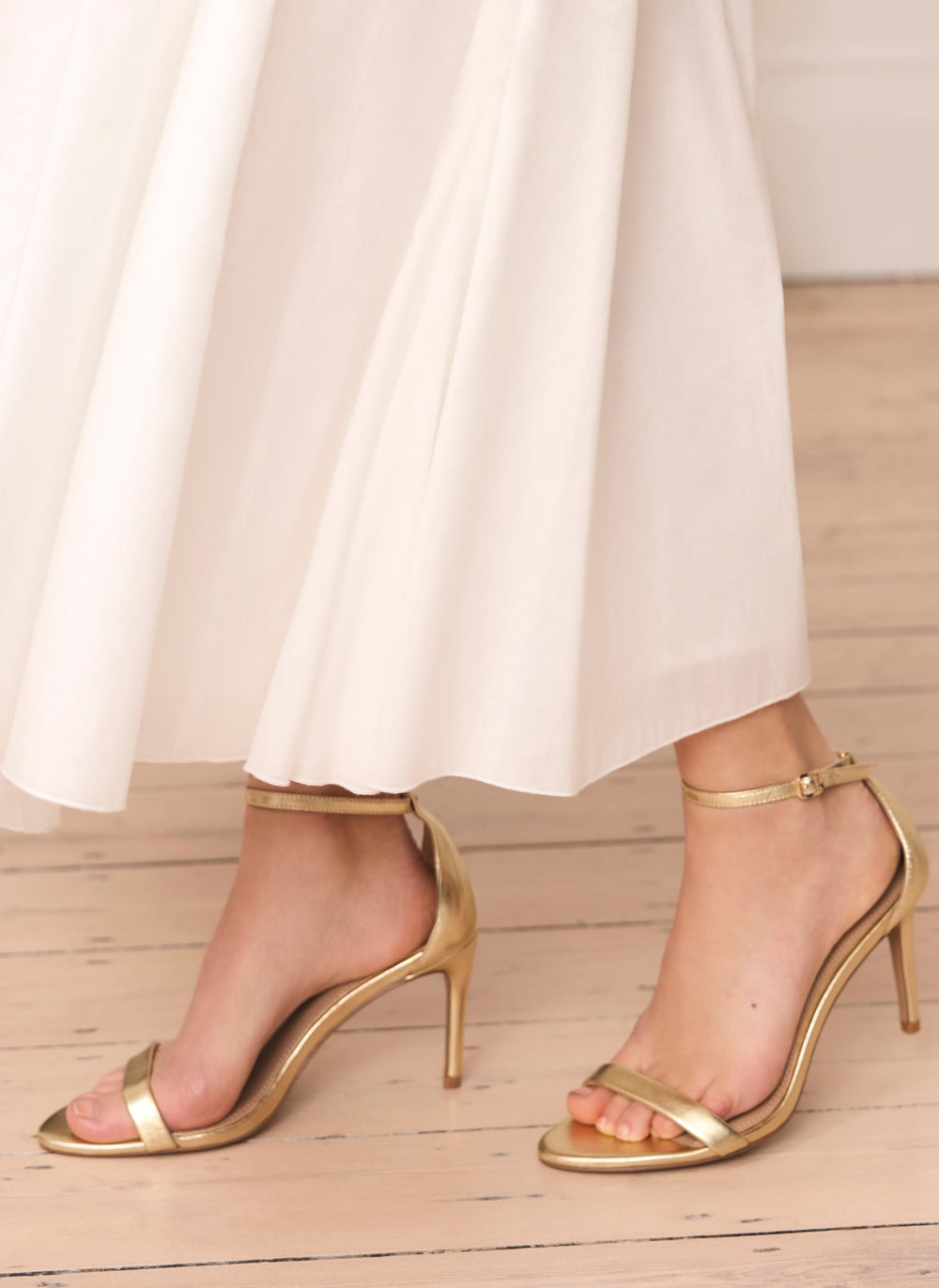 Skye Gold Leather Strappy High Heels