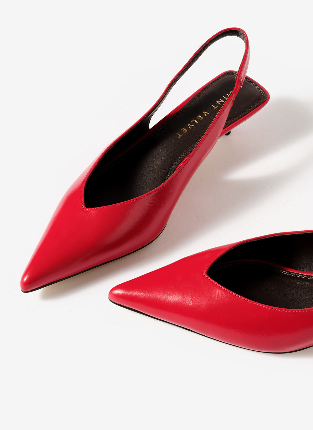 Skye Red Leather Slingback Court Heels