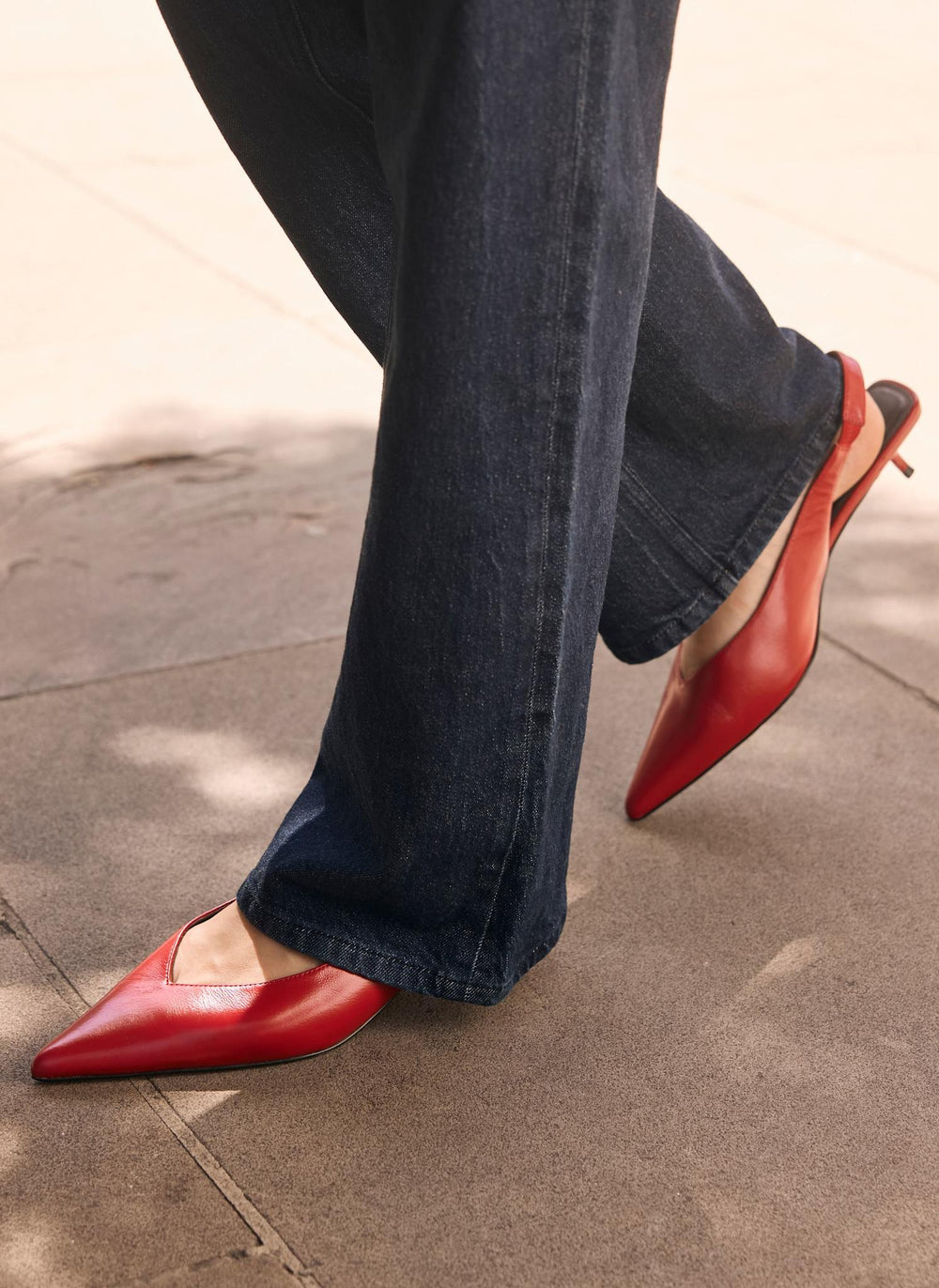 Skye Red Leather Slingback Court Heels