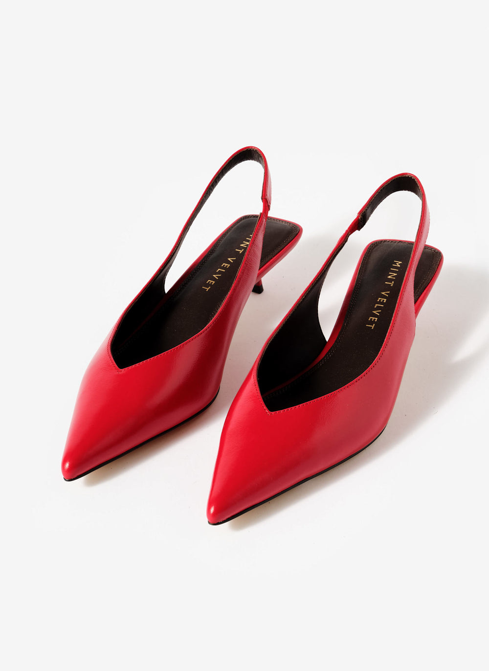 Skye Red Leather Slingback Court Heels