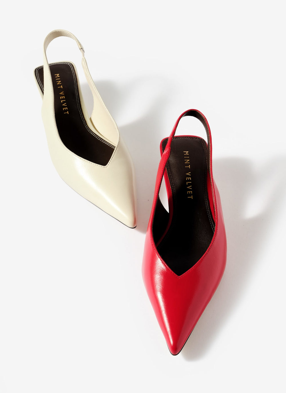 Skye White Leather Slingback Court Heels