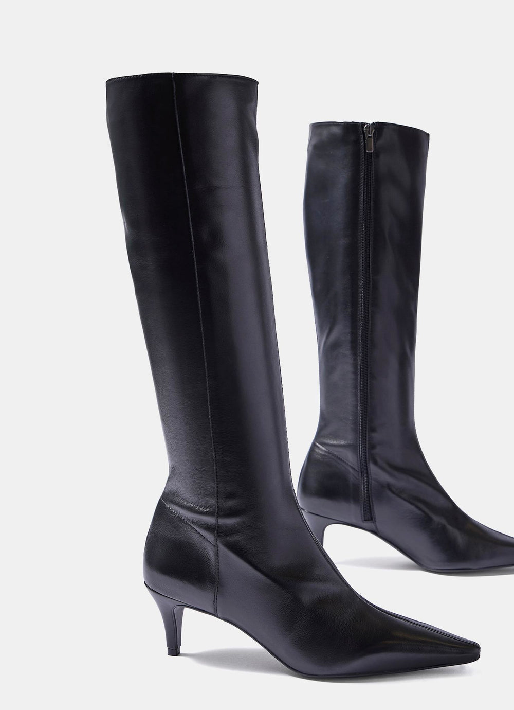 Sofia Black Leather Knee High Boots